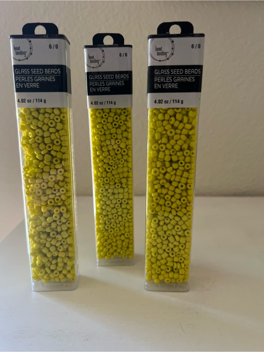 Bead Landing glass seed beads 6/0 opaque yellow 3 tubes